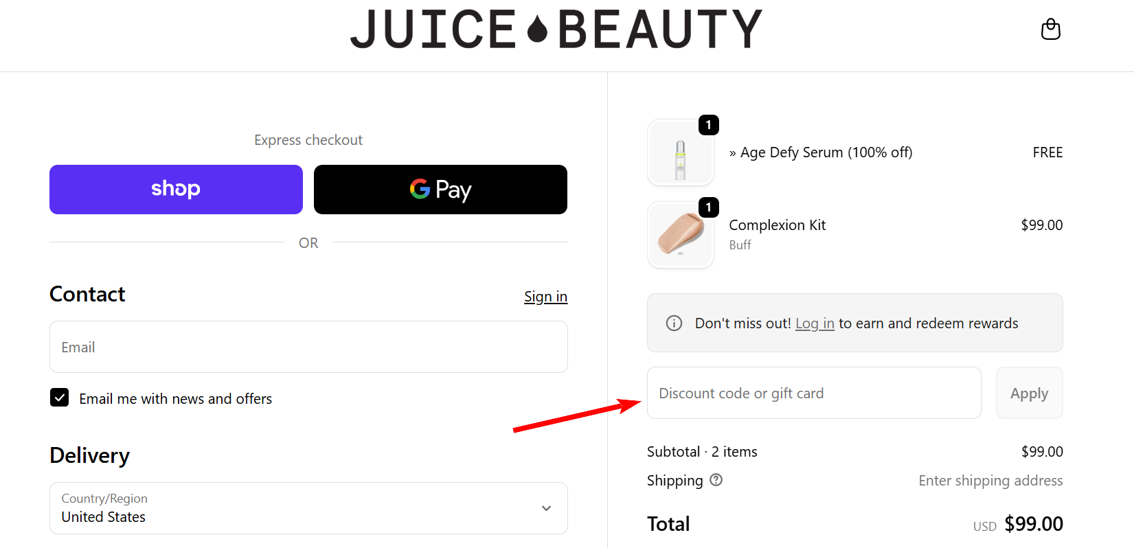“How to activate a Juice Beauty promo code”